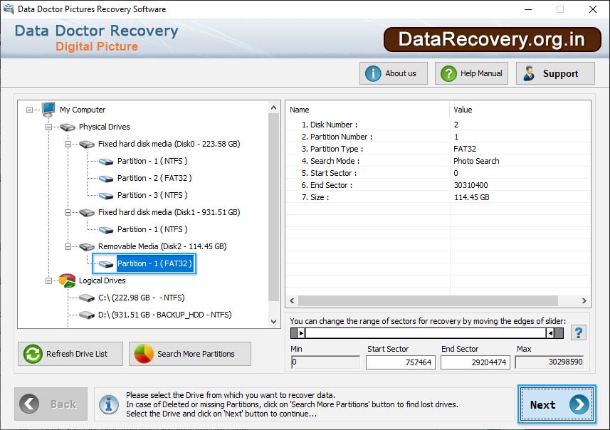 Select partition